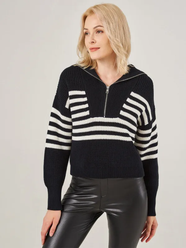 Half Zip Stripe Pullover sold by Daily Thread