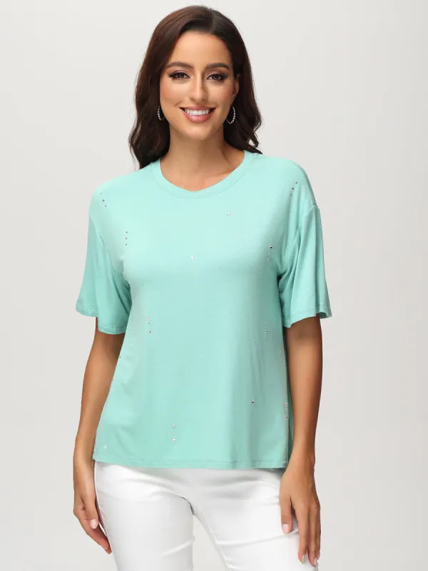 Rhinestone Crewneck Tee sold by Daily Thread