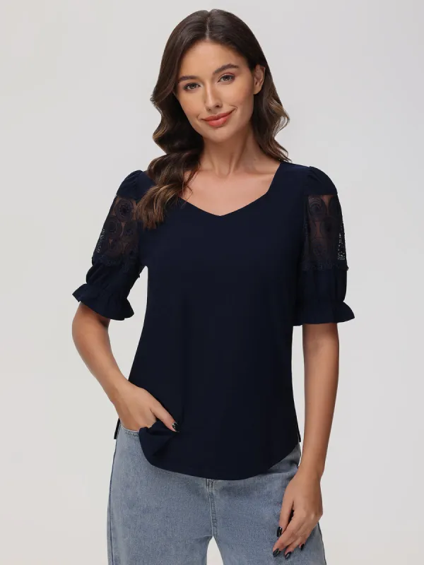 Lace Puff Sleeve Top sold by Daily Thread