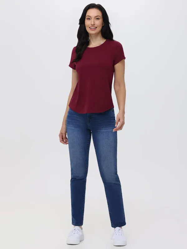 Straight High Rise Jean In Medium Wash sold by Daily Thread