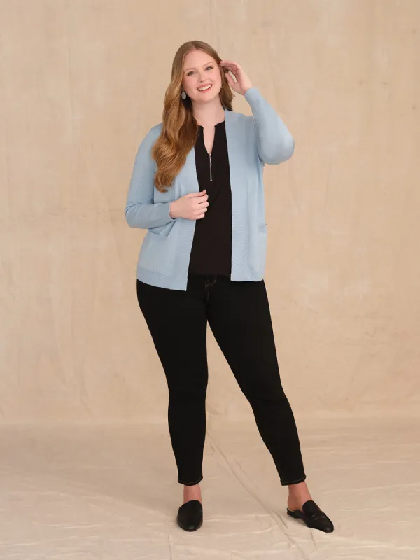 Plus Wide Rib Trim Open Cardigan sold by Daily Thread