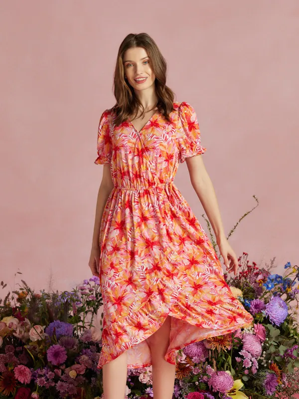 Floral Ruffle Hem Wrap Dress sold by Daily Thread