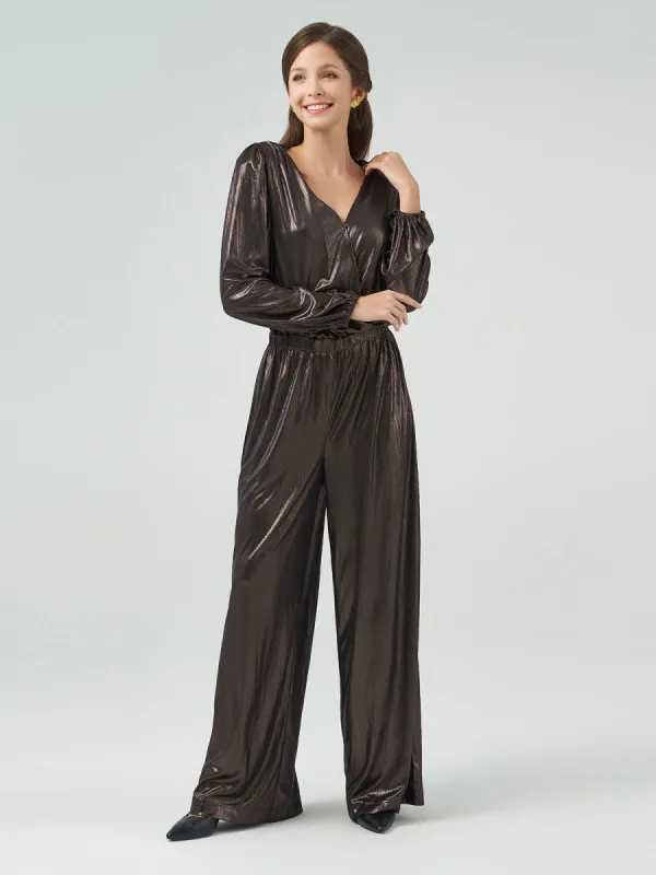 Metallic Wide Leg Jumpsuit sold by Daily Thread