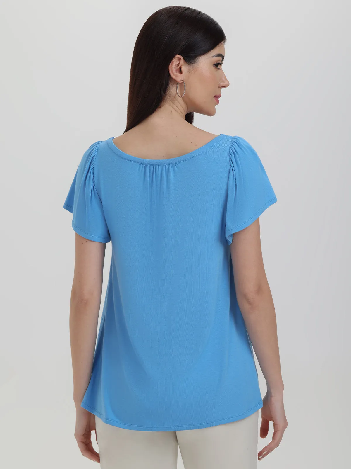 Smocked Flutter Sleeve Knit Top sold by Daily Thread product image thumbnail 3