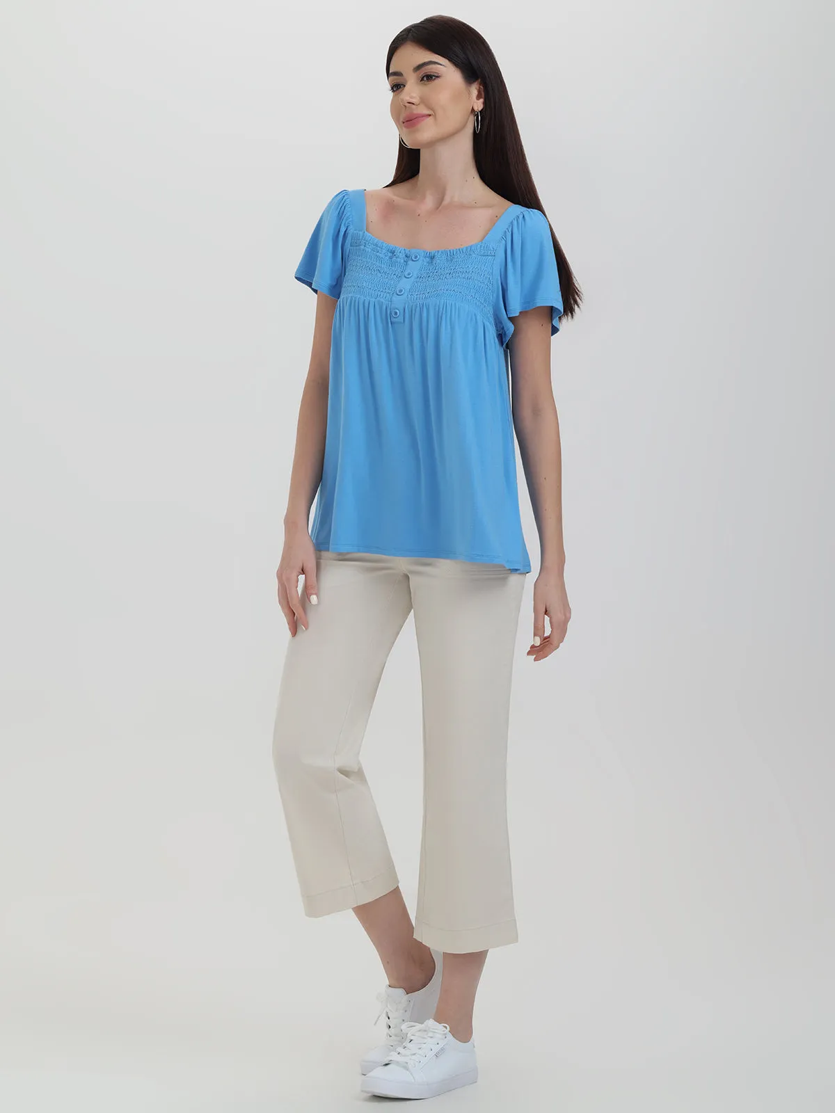 Smocked Flutter Sleeve Knit Top sold by Daily Thread product image thumbnail 5