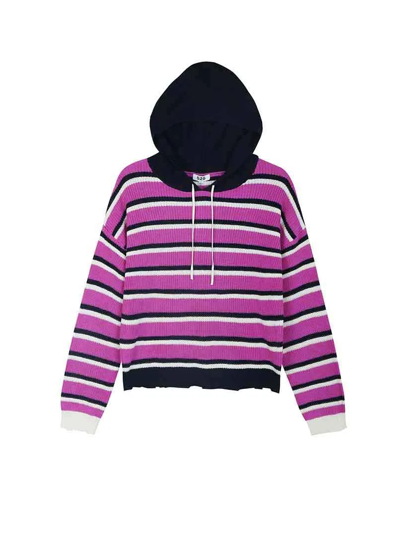 The Alli: Stripe Distressed Relaxed Hoodie sold by Daily Thread