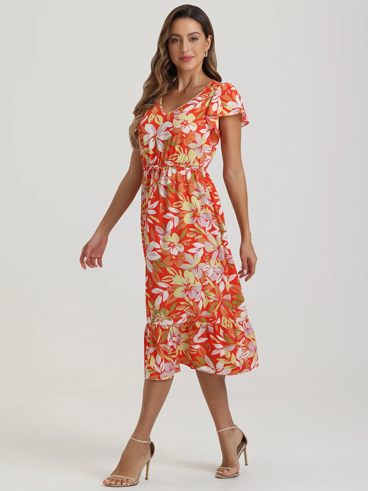 Floral Flutter Sleeve Midi Dress sold by Daily Thread product image thumbnail 2