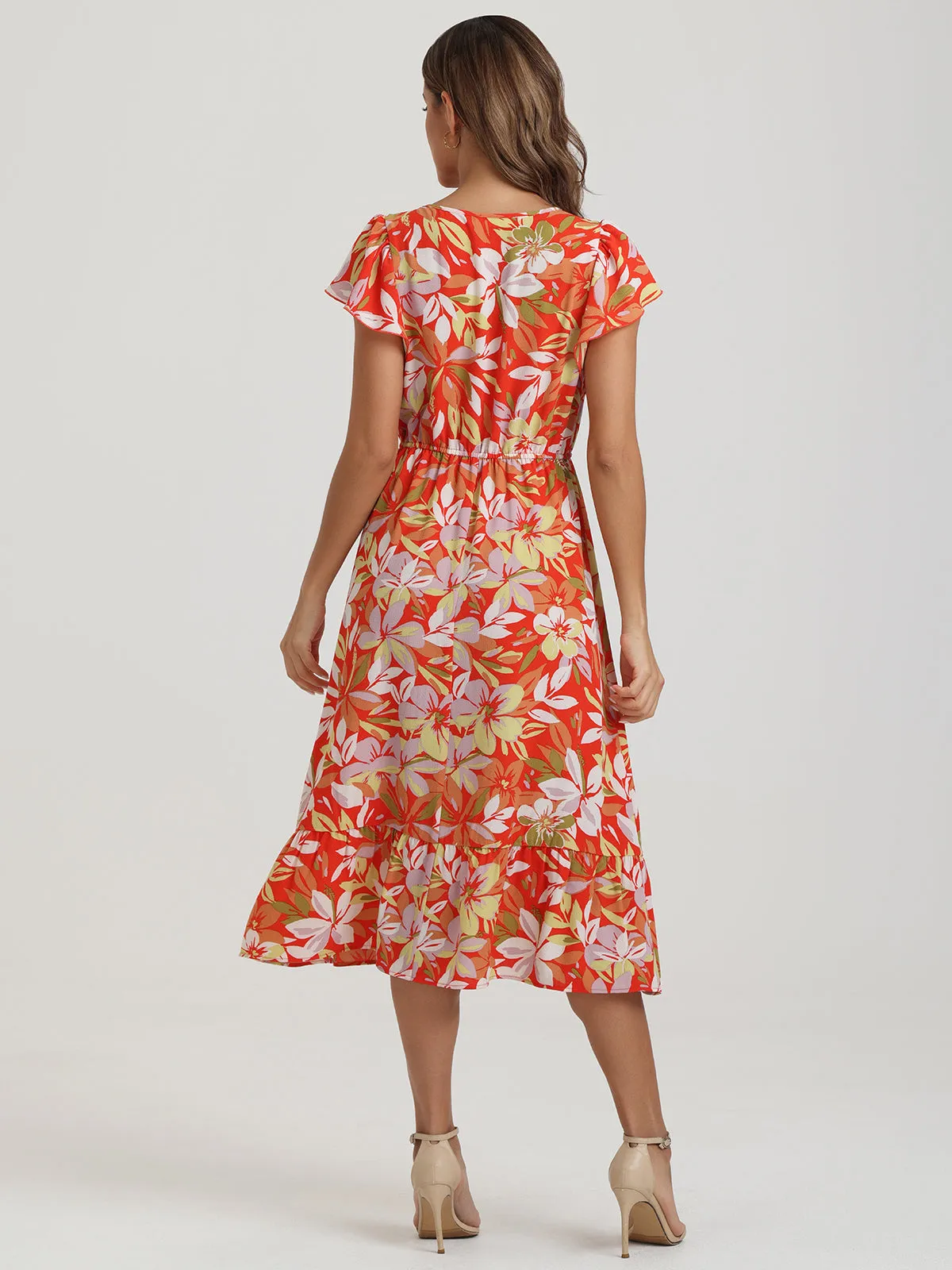 Floral Flutter Sleeve Midi Dress sold by Daily Thread product image thumbnail 4