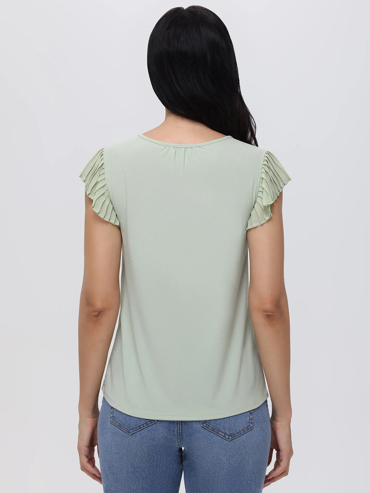 Keyhole Neck Flutter Sleeve Cool Top sold by Daily Thread product image thumbnail 4