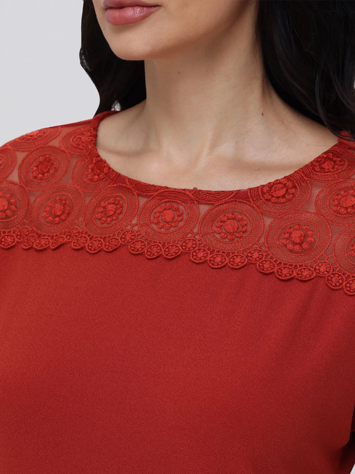 Lace Panel Rolled Cuff Top sold by Daily Thread product image thumbnail 4