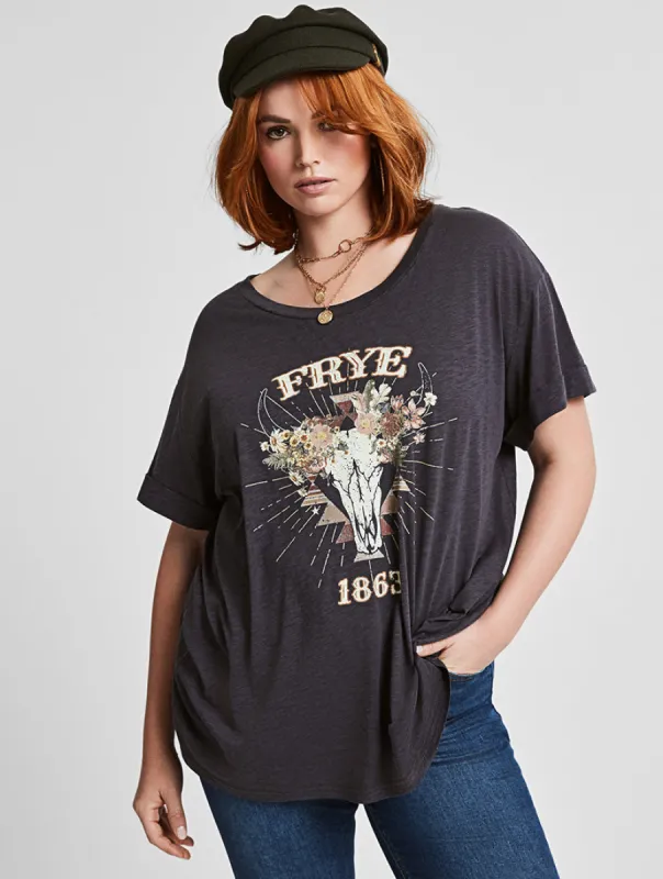 Floral Steer Rolled Cuff Tee sold by Daily Thread
