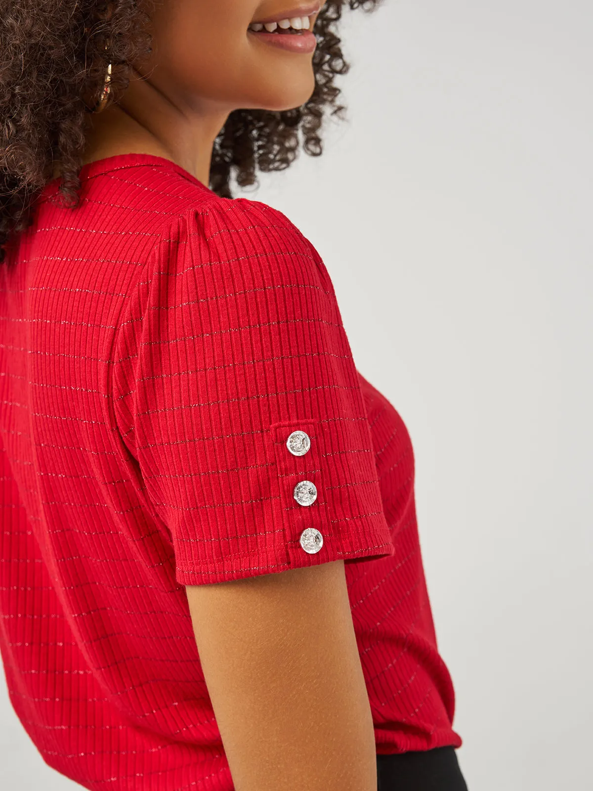 Puff Sleeve Rib Top sold by Daily Thread product image thumbnail 4