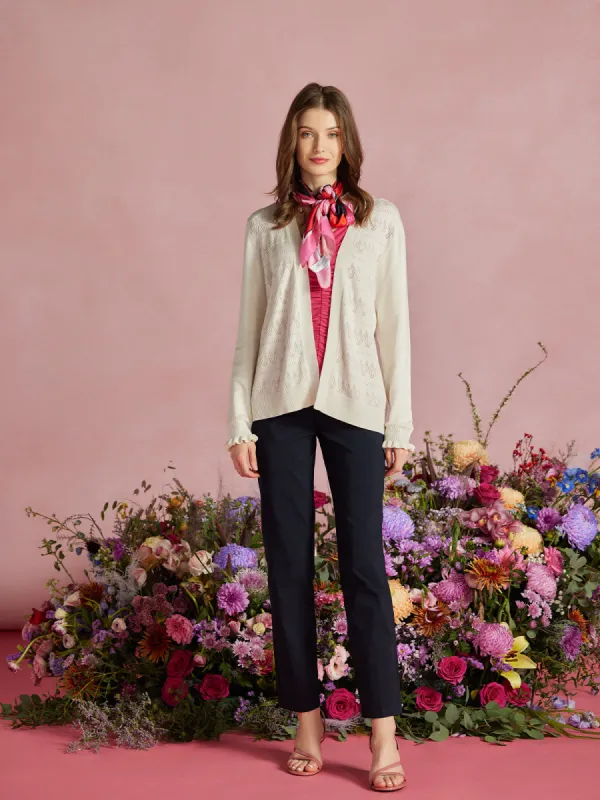 Pointelle Ruffle Cuff Open Cardigan sold by Daily Thread