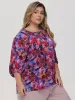 Plus Floral Tie Neck Blouse sold by Daily Thread