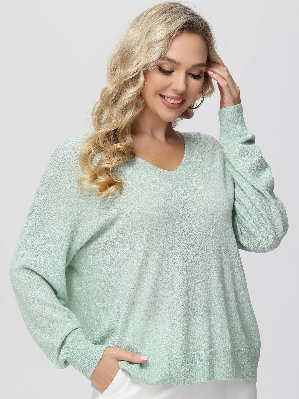 V-Neck Drop Shoulder Pullover sold by Daily Thread product image thumbnail 5