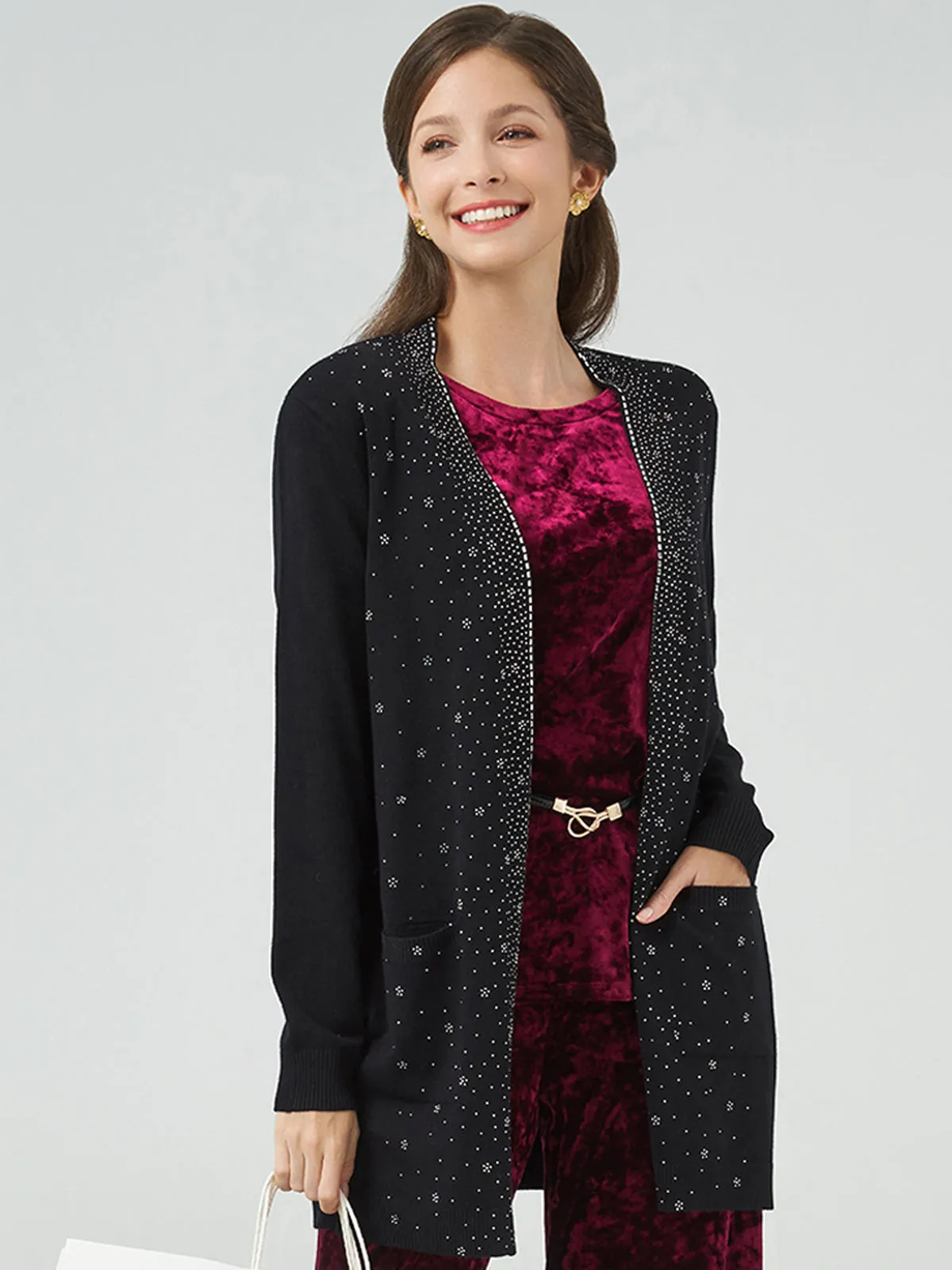 Snowflake Hotfix Open Cardigan sold by Daily Thread product image thumbnail 3