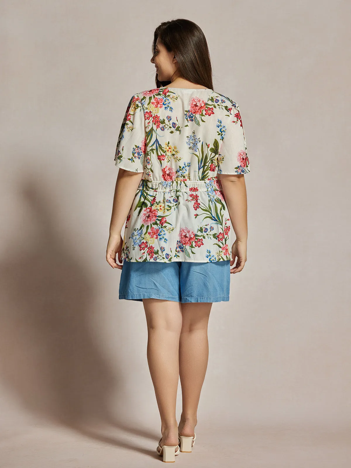 Plus Floral Flutter Sleeve Blouse sold by Daily Thread product image thumbnail 5