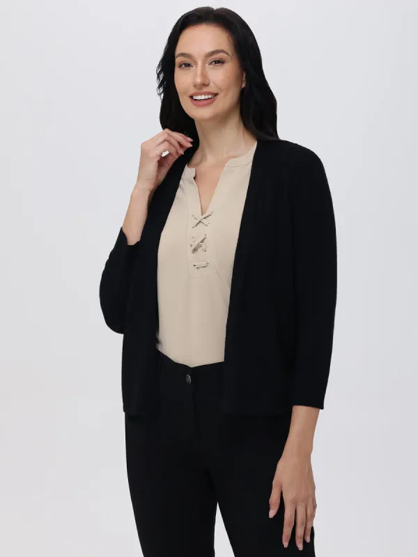 3/4 Sleeve Geometric Rib Cardigan sold by Daily Thread