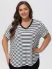 Plus Stripe V-Neck Tee sold by Daily Thread