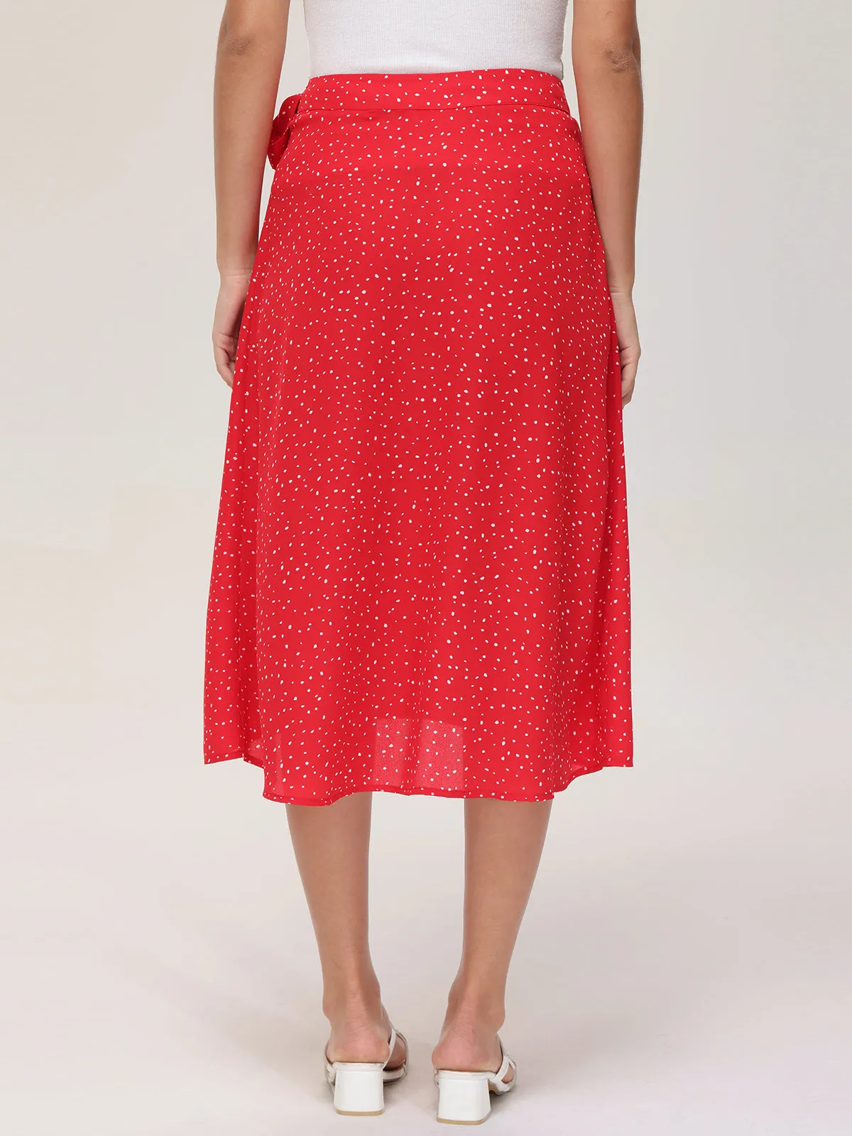 Mini Polka Dot Faux Wrap Midi Skirt sold by Daily Thread product image thumbnail 5
