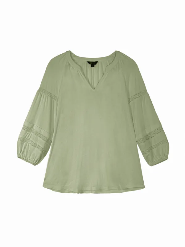 Split Neck Blouson Sleeve Blouse sold by Daily Thread