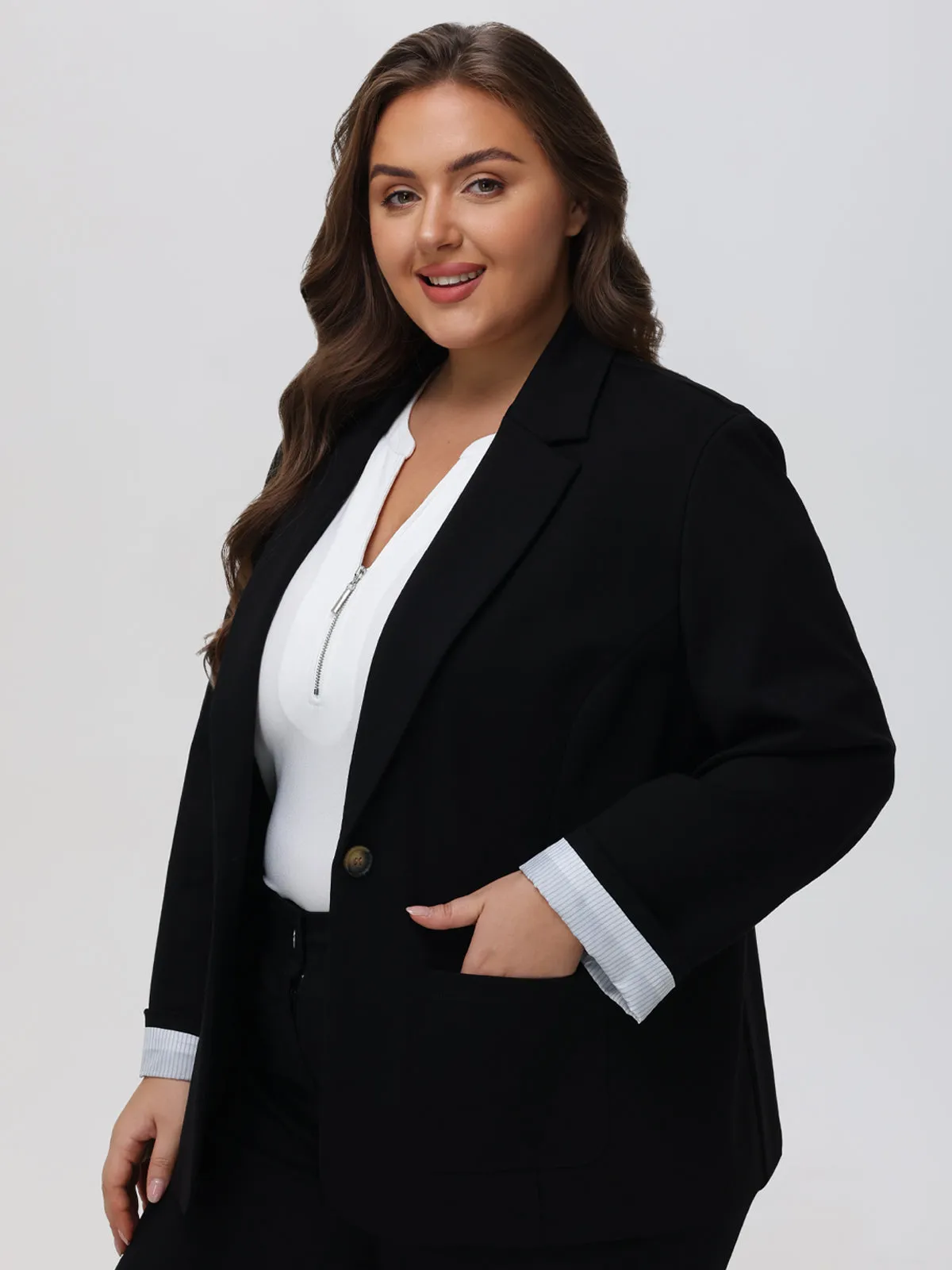 Plus One Button Blazer sold by Daily Thread