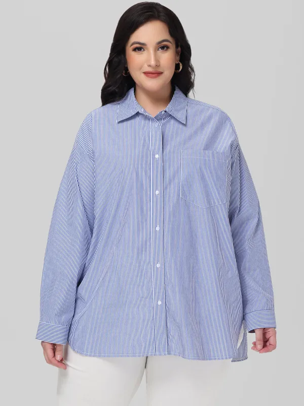 Plus Stripe Button Down Shirt sold by Daily Thread