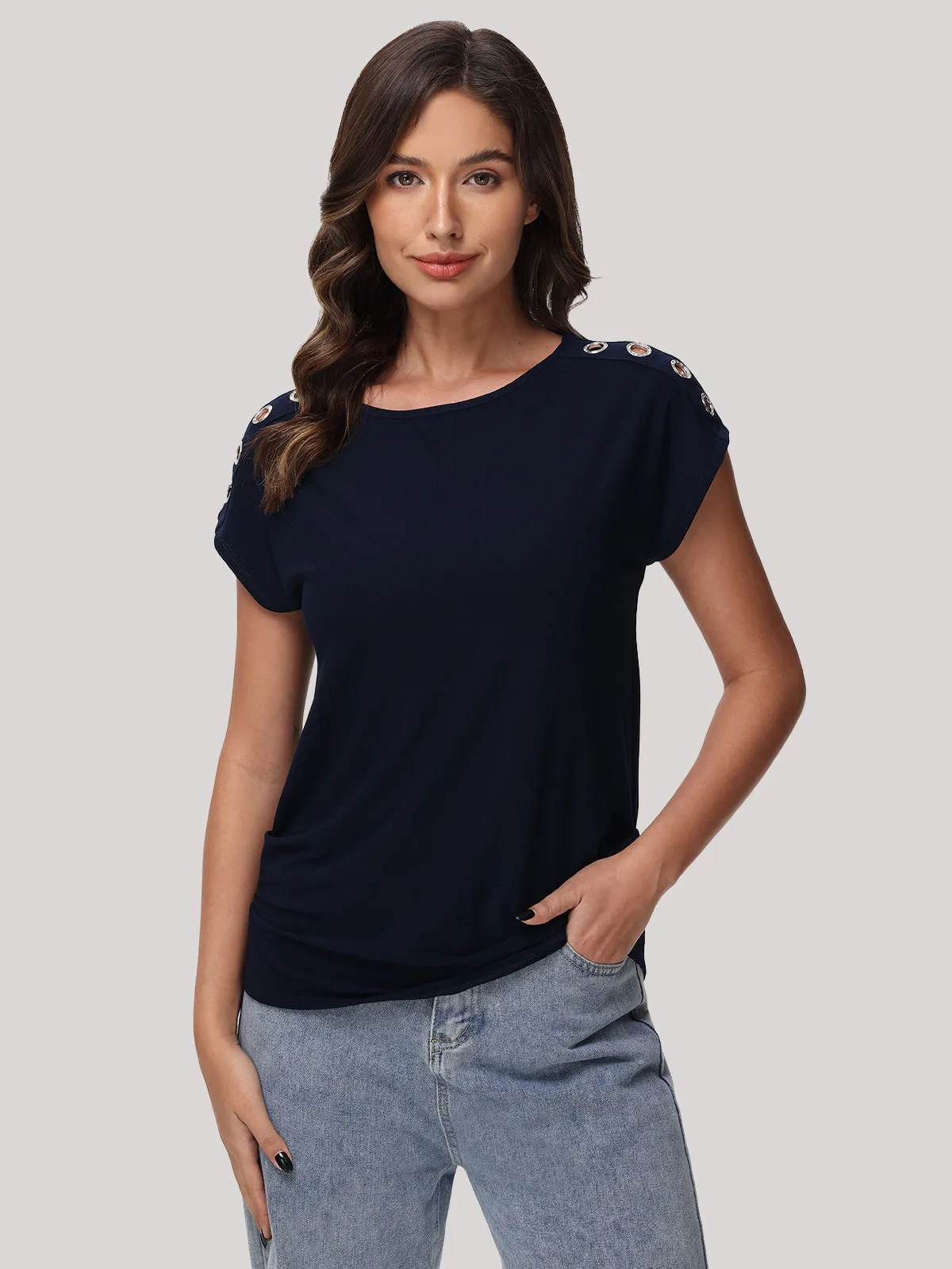 Grommet Shoulder Dolman Cool Top sold by Daily Thread