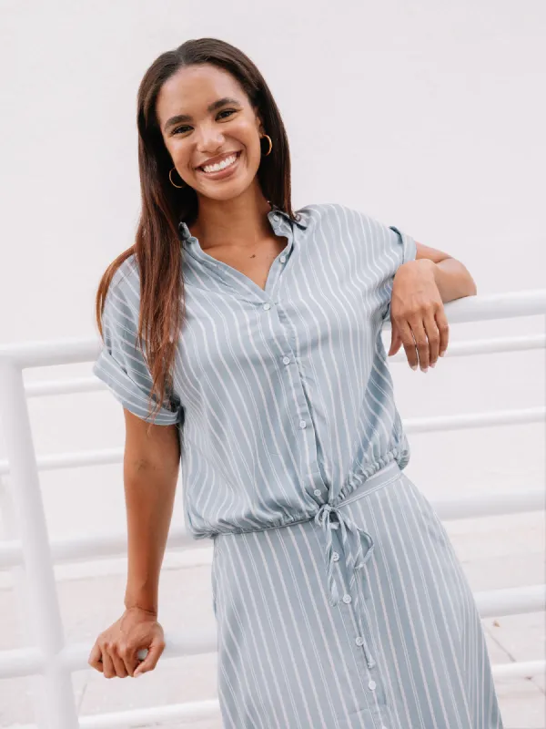 Crop Button Front Drawstring Waist Top sold by Daily Thread