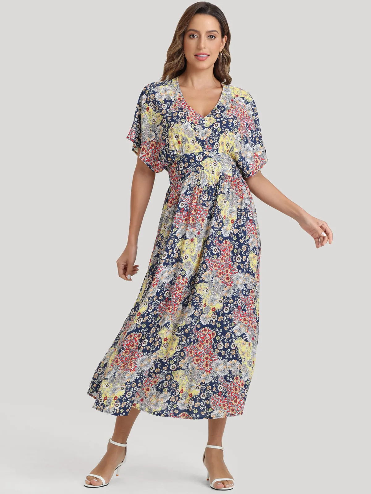 Floral Flutter Sleeve Maxi Dress sold by Daily Thread product image thumbnail 3