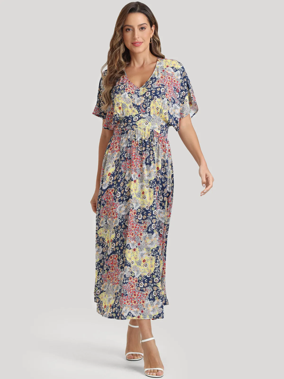 Floral Flutter Sleeve Maxi Dress sold by Daily Thread product image thumbnail 2