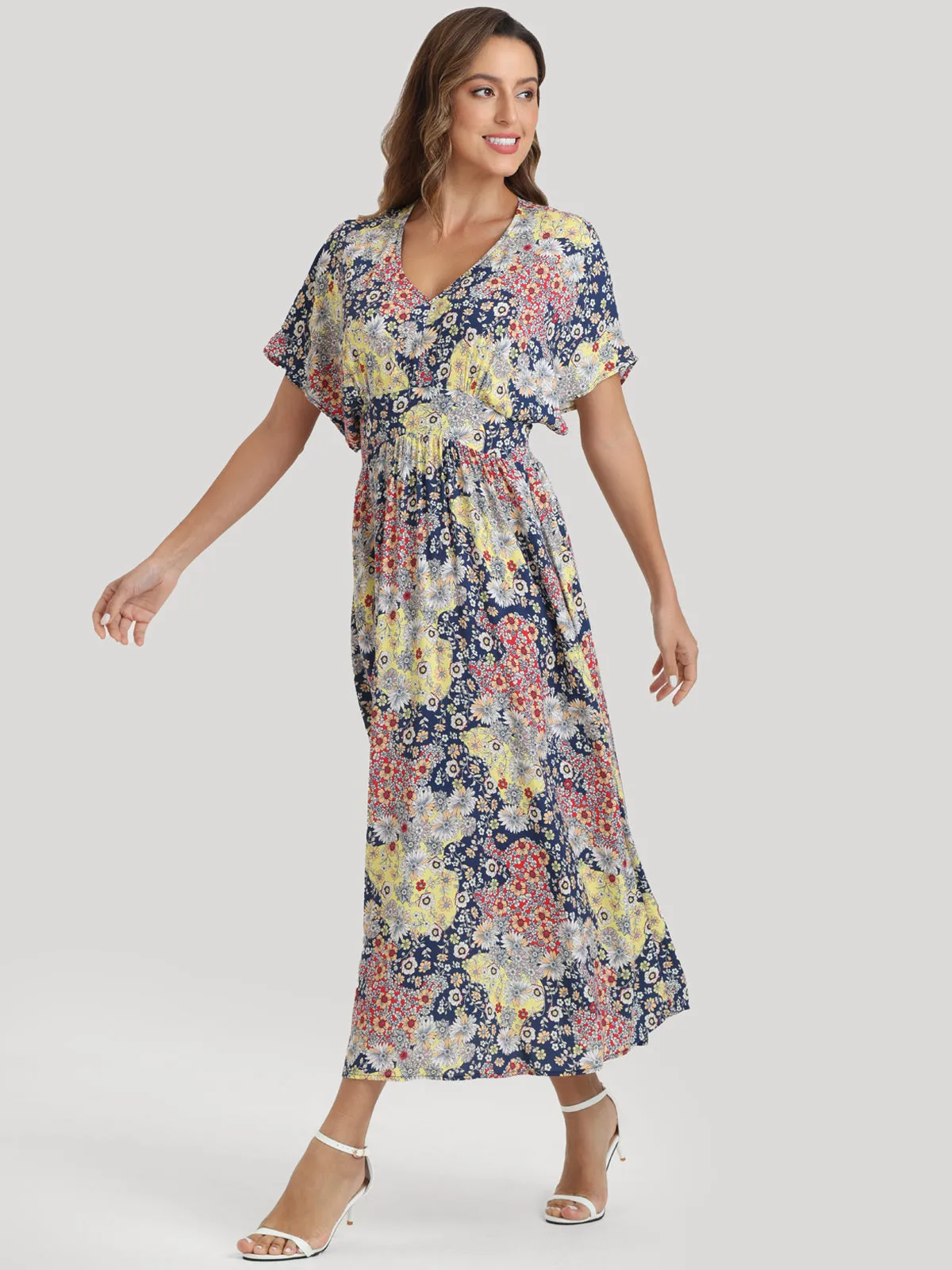 Floral Flutter Sleeve Maxi Dress sold by Daily Thread product image thumbnail 5