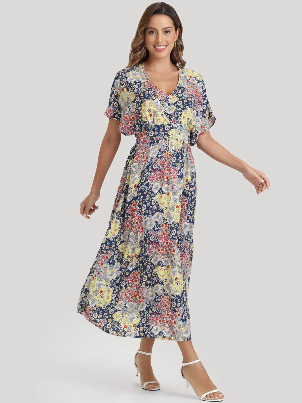 Floral Flutter Sleeve Maxi Dress sold by Daily Thread product image thumbnail 4