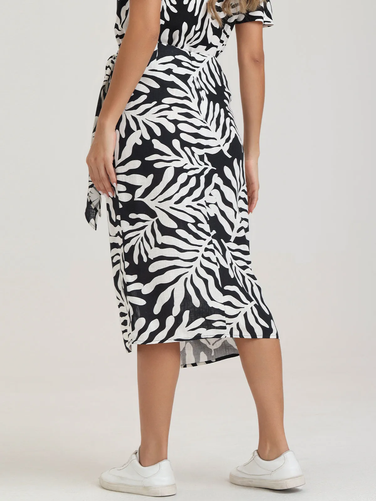 Faux Wrap Tie Side Midi Skirt sold by Daily Thread product image thumbnail 5