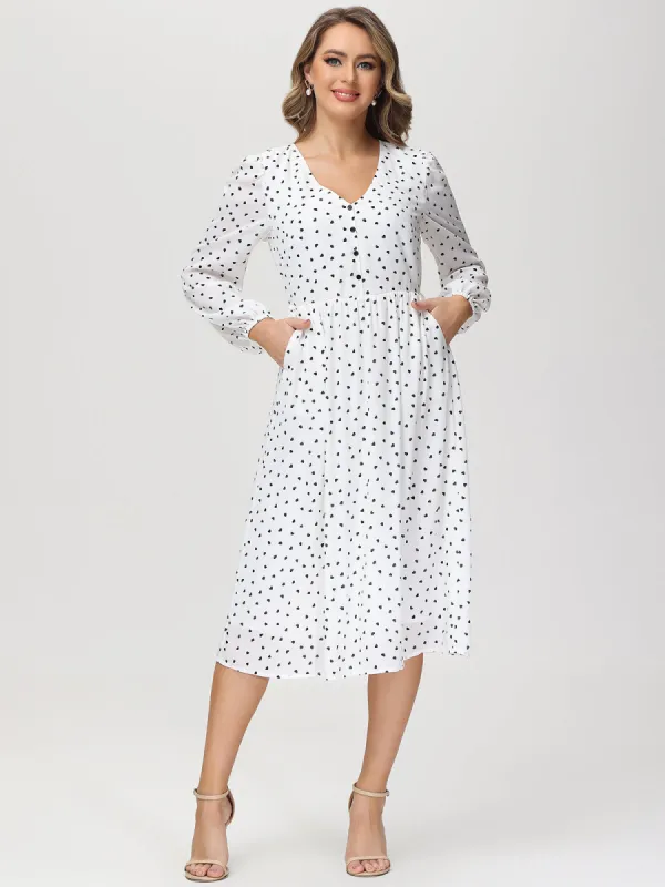 Heart Print Long Sleeve Maxi Dress sold by Daily Thread