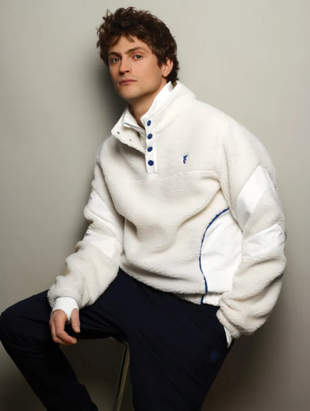 Half Button Down Tonal Sherpa Pullover sold by Daily Thread