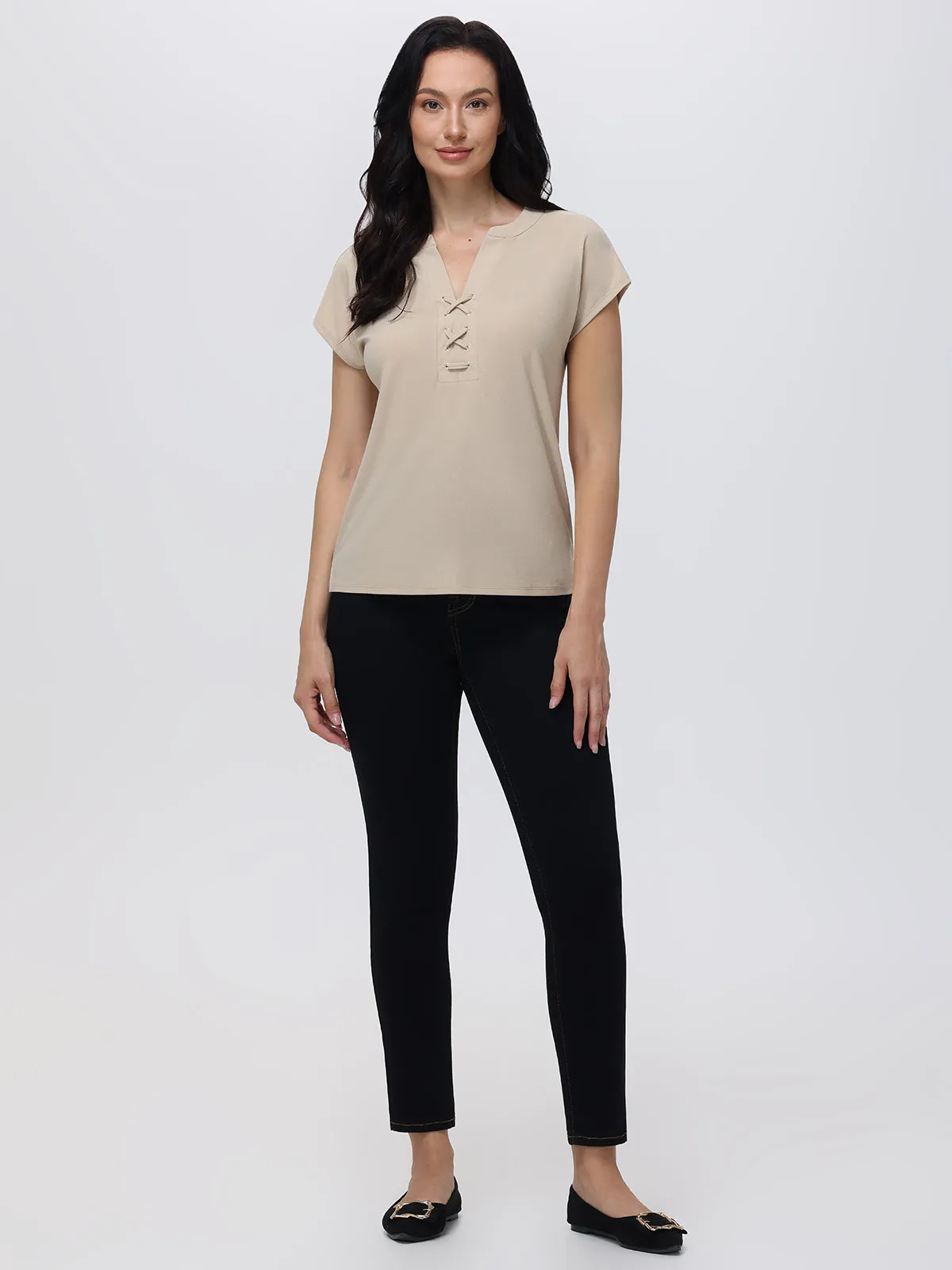 Lace Up Dolman Cool Top sold by Daily Thread product image thumbnail 4