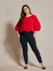 Plus Jacquard Tie Neck Ruffle Top sold by Daily Thread