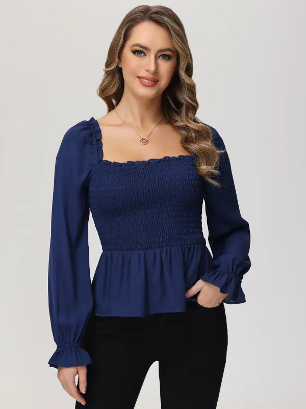 Smocked Peplum Blouse sold by Daily Thread