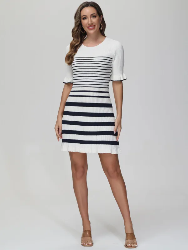 Stripe Ruffle Cuffs Dress sold by Daily Thread