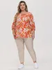 Plus Floral Tie Neck Blouse sold by Daily Thread