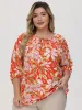 Plus Floral Tie Neck Blouse sold by Daily Thread