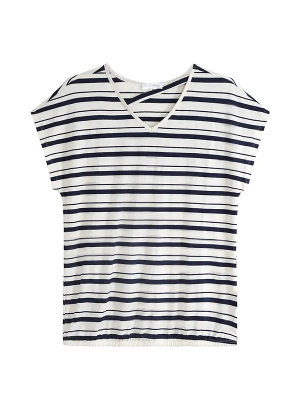 Stripe Dolman Sleeve V-Neck Top sold by Daily Thread