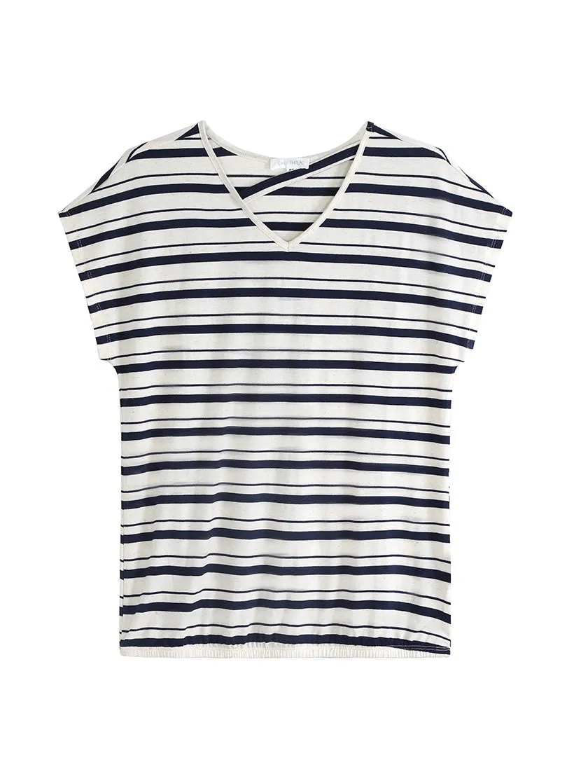 Stripe Dolman Sleeve V-Neck Top sold by Daily Thread