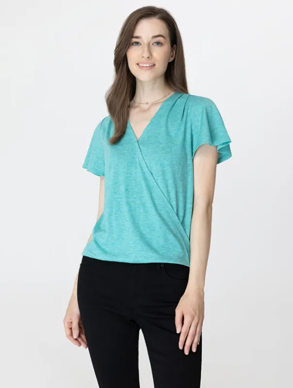 Flutter Sleeve Wrap Top sold by Daily Thread