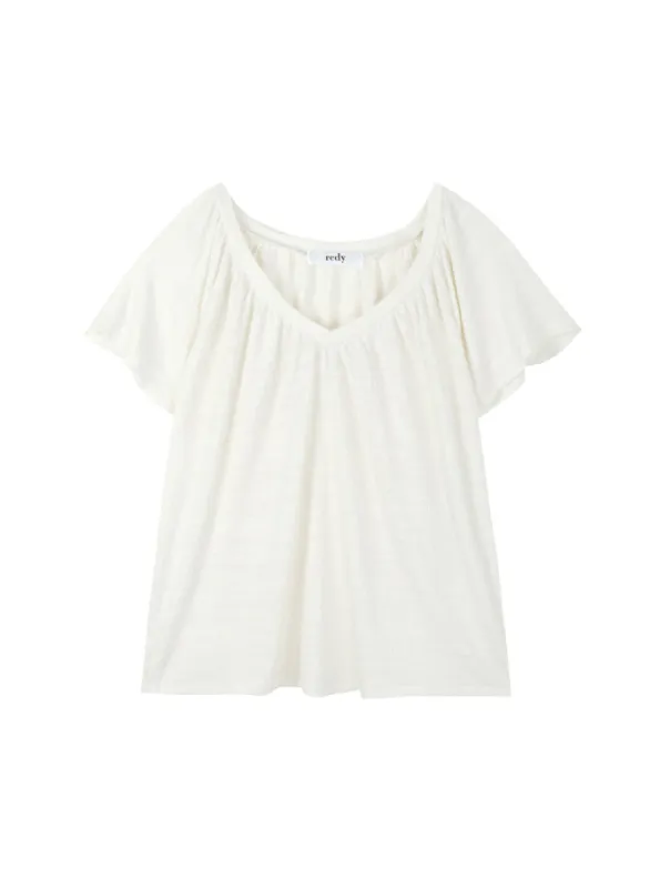 Lotus Sleeve V-Neck Top sold by Daily Thread