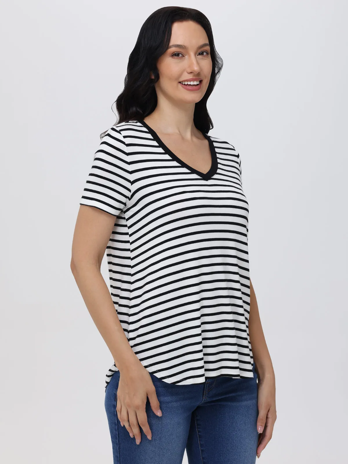 Stripe V-Neck Tee sold by Daily Thread product image thumbnail 2