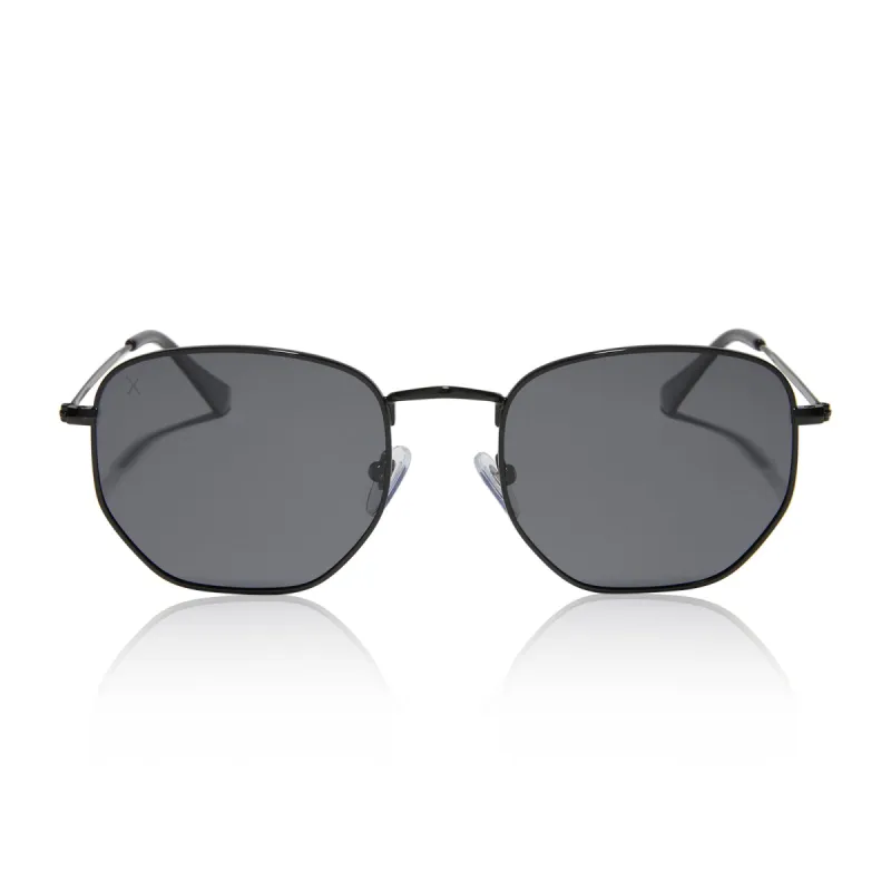 roxbury - black + grey polarized sunglasses sold by Dime Optics