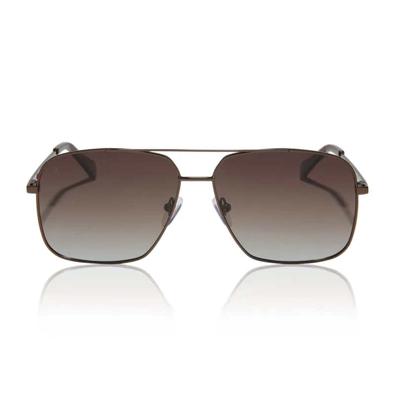 encino - chocolate brown + brown gradient polarized sunglasses sold by Dime Optics