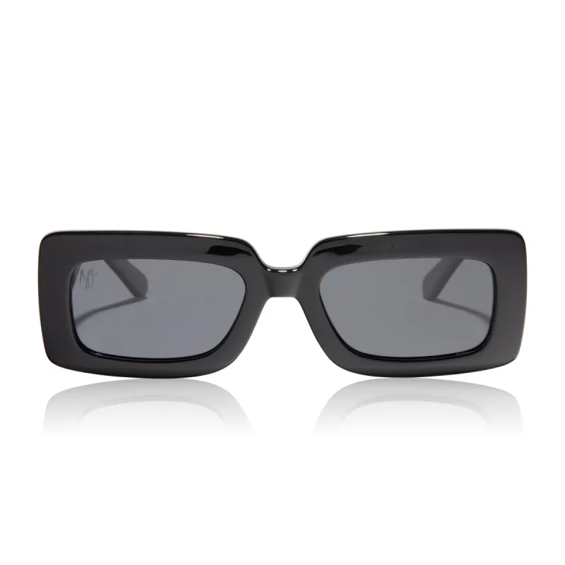 bad beach - black + solid grey polarized sunglasses sold by Dime Optics